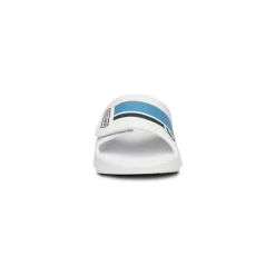 Online Tofflor OOFOS Slide Sport Flex White/Blue Badtofflor Bauer