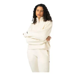 Tröja Quilted 1/4 Zip Womens Cream Tröjor Senior