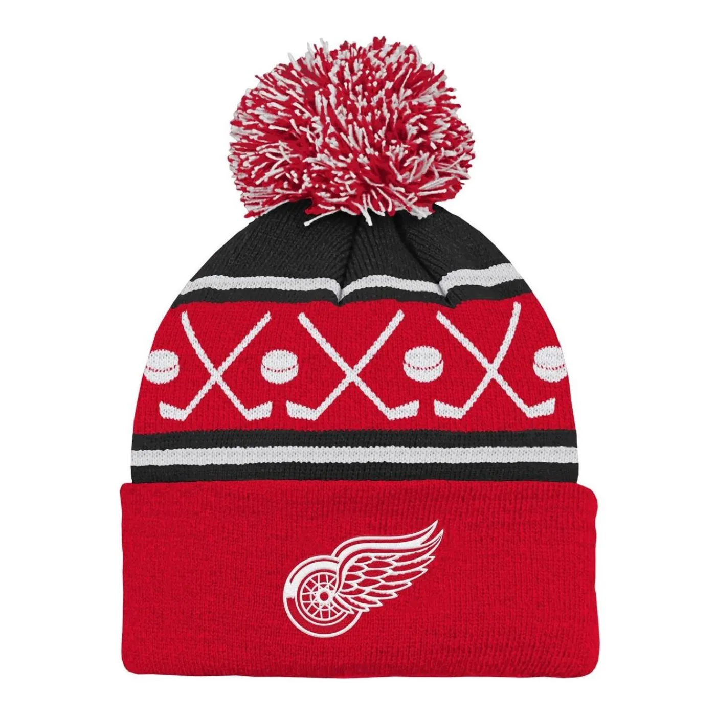 Mössa Face-Off Pom Yth Detroit Red Wings Outerstuff|Mössor Nhl