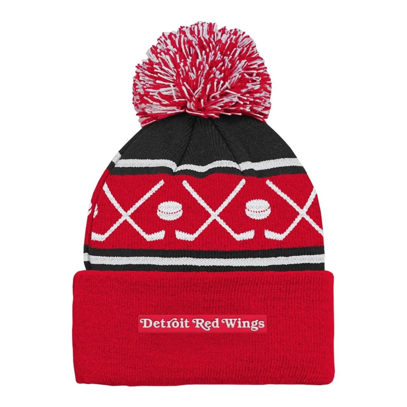 Mössa Face-Off Pom Yth Detroit Red Wings Outerstuff|Mössor Nhl